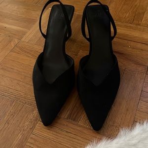 Faux Suede Sling bag heels- 2.5 inch heel